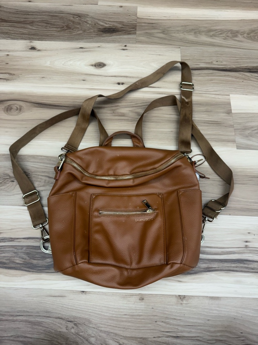 Fawn Design Brown Leather Convertible Backpack